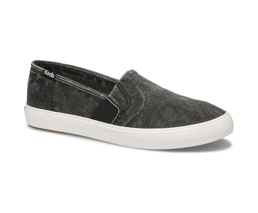 Keds Slip Ons Black - Clipper Washed Solids - Womens LNXRAD-890